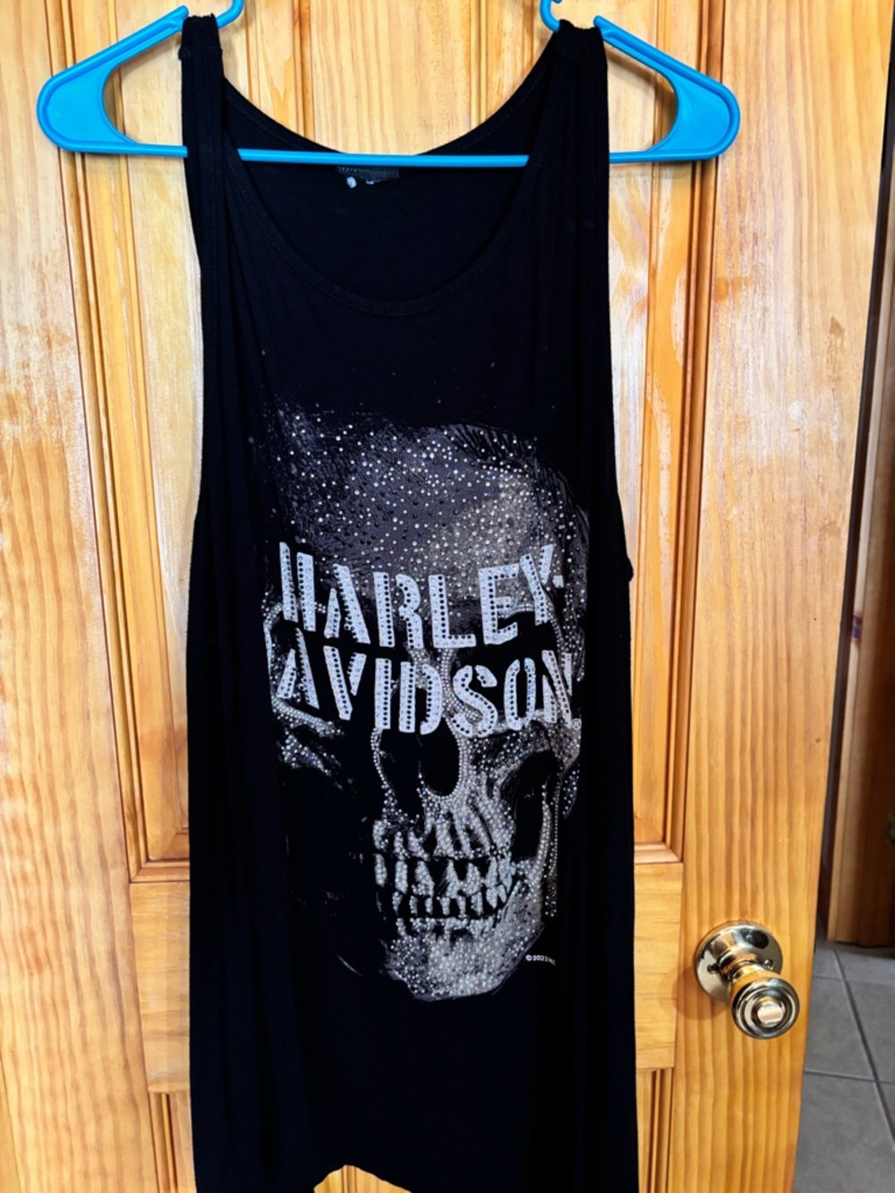 Harley-Davidson Black Tank with Silver Rhinestone Skull